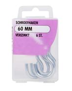 Set van 6 schroefhaakjes (60 mm), Doe-het-zelf en Bouw, Verzenden, Nieuw