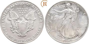 1 Dollar 1 Unze Feinzilver 1992 Usa: beschikbaar voor biedingen
