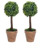 vidaXL Plantes de buis artificiel 2 pcs avec pots Boule, Maison & Meubles, Accessoires pour la Maison | Plantes & Fleurs artificielles