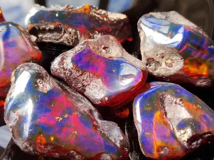 Birmese Blauwe Amber- Hoge Kwaliteit! 385 ct- 77 g, Collections, Minéraux & Fossiles