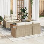 vidaXL 6-delige tuinbankset met kussens in beige poly riet, Tuin en Terras, Tuinsets en Loungesets, Verzenden, Nieuw