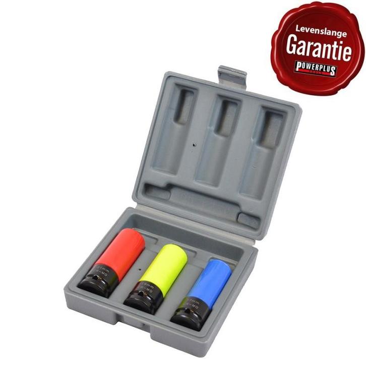 Doppenset 1/2 inch met teflon bescherming 3-delig voor, Doe-het-zelf en Bouw, Gereedschapskisten, Ophalen of Verzenden