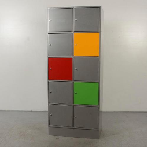 Lockerkast Officenow - Grijs -  195 x 80 cm - 10 lockers, Huis en Inrichting, Kasten | Lockerkasten, Gebruikt, Ophalen of Verzenden
