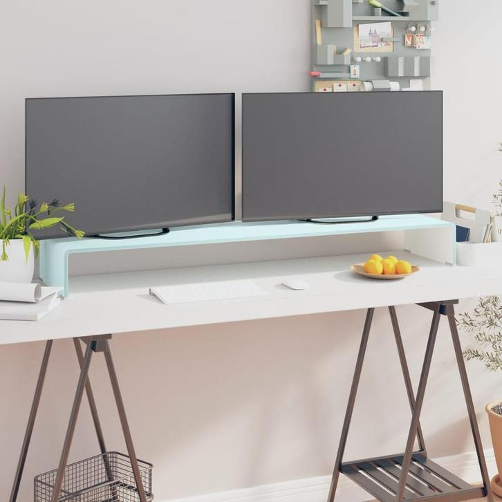 vidaXL TV-meubel/monitorverhoger 120x30x13 cm glas groen, Huis en Inrichting, Kasten |Televisiemeubels, Nieuw, Verzenden