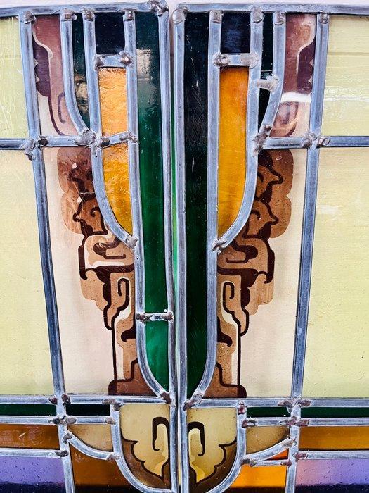 Art Deco Glas-in-loodraam - 1920-1930 - Amsterdamse School, Antiek en Kunst, Antiek | Meubels | Stoelen en Sofa's
