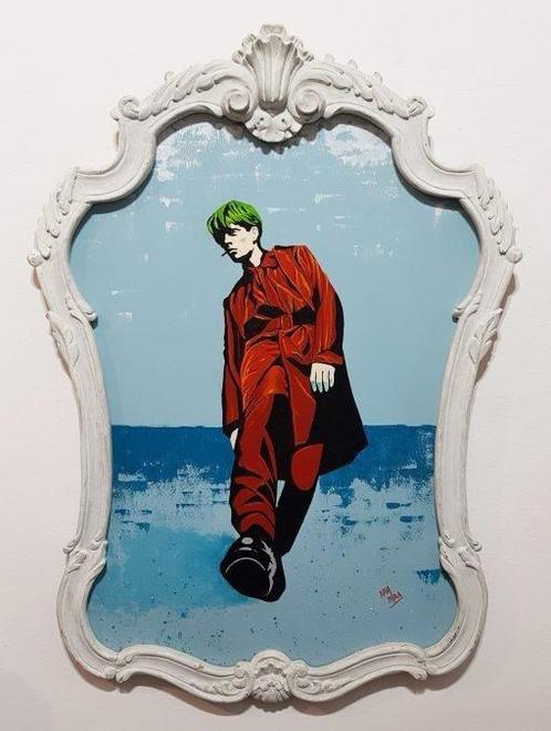 Xavi Mira (1974, Barcelona) - La gabardina granate, Antiek en Kunst, Kunst | Schilderijen | Modern
