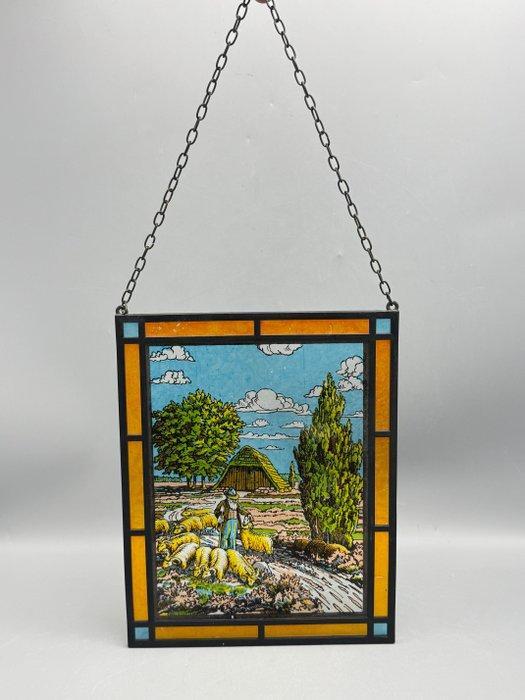 Glas-in-loodraam - 1970-1980 - Glas-in-lood hanger, Antiquités & Art, Curiosités & Brocante