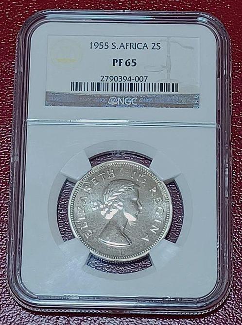 Zuid-Afrika. 2 Shilling 1955 - NGC PF65 - MINTAGE 2,850, Postzegels en Munten, Munten | Europa | Niet-Euromunten