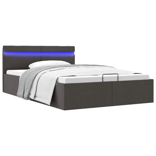 vidaXL Bedframe met opbergruimte en LED stof donkergrijs, Huis en Inrichting, Slaapkamer | Bedden, Nieuw, Verzenden