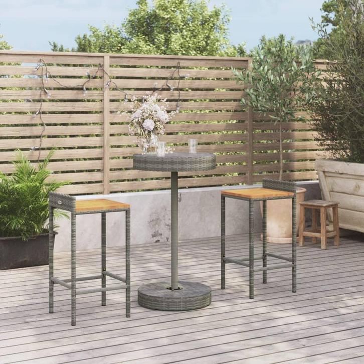 vidaXL 3-delige Tuinbarset poly rattan en massief acaciahout, Tuin en Terras, Tuinsets en Loungesets, Nieuw, Verzenden