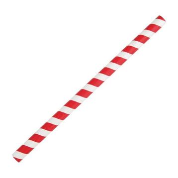 Rood/wit gestreepte papieren smoothie rietjes 21cm | 250, Verzenden