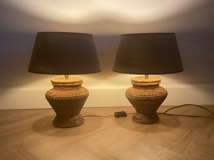 Lampe de table - Rotin, suedine - Deux lampes de table, Antiek en Kunst, Curiosa en Brocante