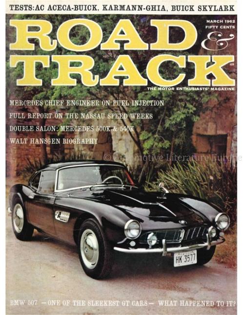 1962 ROAD AND TRACK MAGAZINE MAART ENGELS, Boeken, Auto's | Folders en Tijdschriften