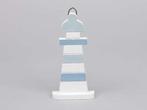 Vuurtoren Hout Blauw/Wit Maritiem 7,5x15 cm, Hobby en Vrije tijd, Nieuw