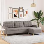 vidaXL Driezitsbank met voetenbank 210 cm stof taupe, Verzenden, Nieuw