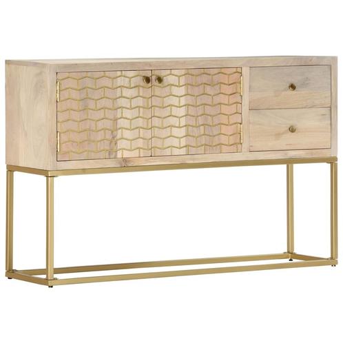 vidaXL buffet doré 120x30x75 cm bois de manguier massif, Maison & Meubles, Armoires | Dressoirs, Neuf, Envoi