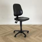 Tweedehands werkplaats verstelbare stoel, zwart skai leder, Huis en Inrichting, Bureaustoelen, Ergonomisch, Gebruikt, Zwart, Bureaustoel
