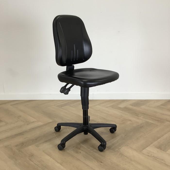 werkplaats verstelbare stoel, zwart skai leder, Huis en Inrichting, Bureaustoelen, Bureaustoel, Zwart, Gebruikt, Ergonomisch