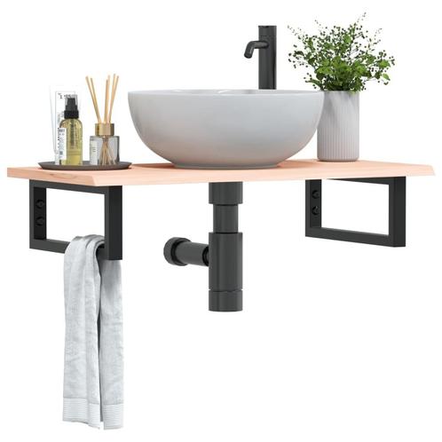 vidaXL Badkamer wandschap staal en massief eikenhout, Huis en Inrichting, Tafels | Kaptafels, Nieuw, Verzenden
