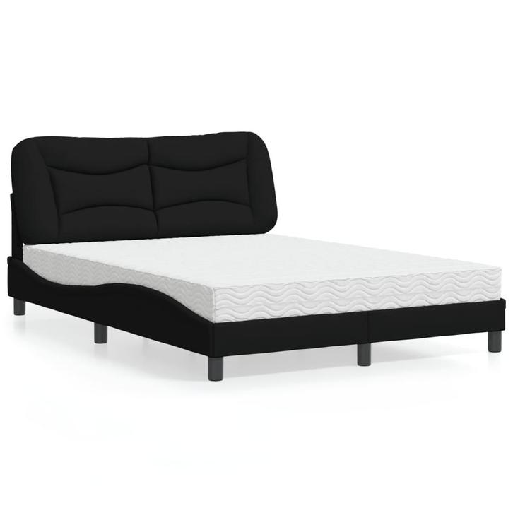 vidaXL Bed met matras Hvar stof zwart 120x200 cm, Huis en Inrichting, Slaapkamer | Bedden, Nieuw, Verzenden