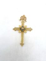 Hanger - 18 karaat Geel goud Diamant (Natuurlijk) - Smaragd