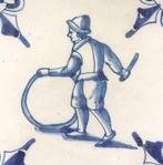 Tegel - Antieke Delftse Tegel - 1650-1700 - Kinderspel :, Antiek en Kunst, Antiek | Glaswerk en Kristal