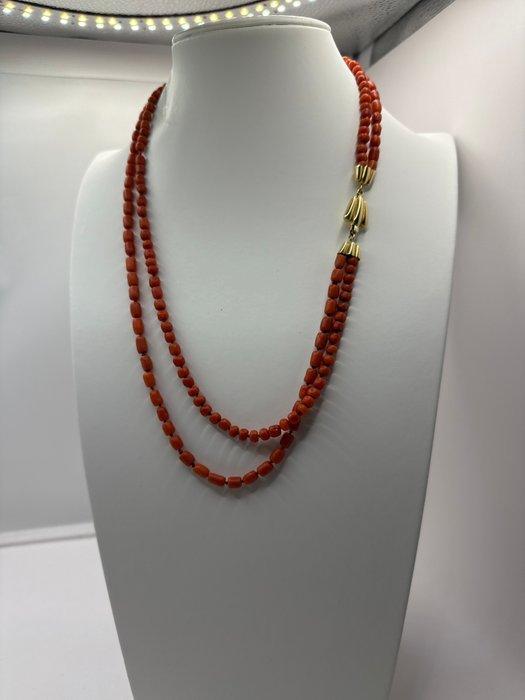 Halsketting - 18 karaat Geel goud Koraal - Koraal, Handtassen en Accessoires, Kettingen