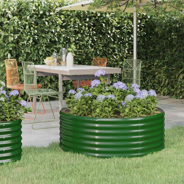 vidaXL Plantenbak 100x100x36 cm gegalvaniseerd staal groen, Tuin en Terras, Bloempotten, Nieuw, Verzenden