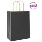 vidaXL Papieren zakken 250 st met hengsels 21x11x28 cm zwart, Diversen, Cadeauverpakkingen, Verzenden, Nieuw