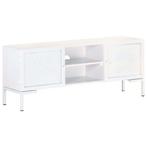 vidaXL Meuble TV Blanc 115x30x46 cm Bois massif de, Huis en Inrichting, Verzenden