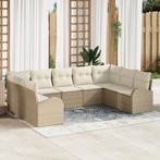 vidaXL 9-delige ligbed set met kussens - beige poly rattan, Tuin en Terras, Verzenden, Nieuw