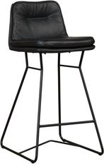 Leren barkruk laag - Echt leer, Industrieel, Comfortabel en, Huis en Inrichting, Barkrukken, Met voetsteun, 60 tot 90 cm, Nieuw