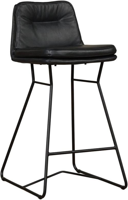 Leren barkruk laag - Echt leer, Industrieel, Comfortabel en, Huis en Inrichting, Barkrukken, 60 tot 90 cm, Met voetsteun, 1 kruk