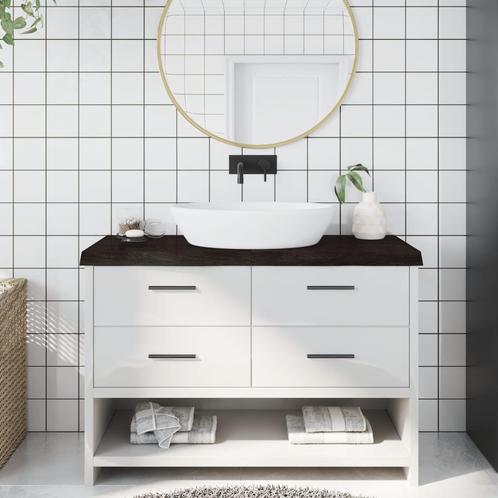 vidaXL Wastafelblad 120x40x(2-6) cm behandeld massief hout, Huis en Inrichting, Keuken | Keukenelementen, Nieuw, Verzenden
