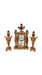 Horloge et parure de cheminée (3) - Marbre, Bronze, Régule,