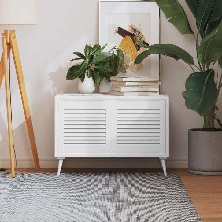 vidaXL Kastdeuren met lamellen 2 st 39,5x39,4 cm grenenhout, Doe-het-zelf en Bouw, Hang- en Sluitwerk, Nieuw, Verzenden