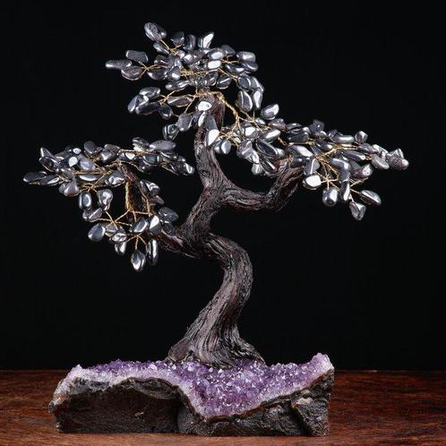 Bonsai Boom met Amethist Drusa en Glanzende Hematiet, Verzamelen, Dierenverzamelingen