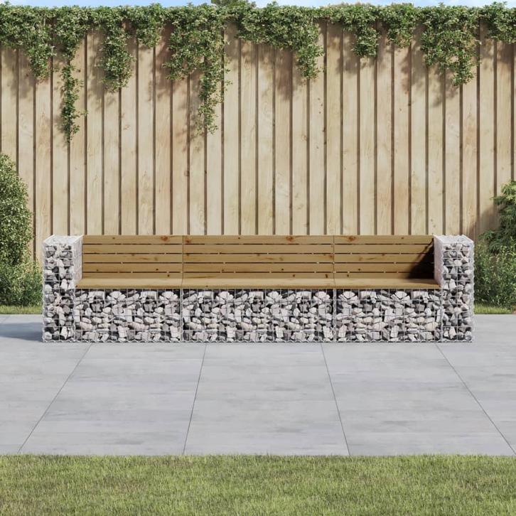 vidaXL Tuinbank schanskorfontwerp 287x71x65,5 cm, Tuin en Terras, Tuinsets en Loungesets, Nieuw, Verzenden