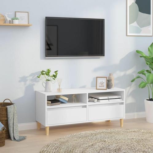 vidaXL Meuble TV blanc 100x34,5x44,5 cm bois, Huis en Inrichting, Kasten |Televisiemeubels, Verzenden