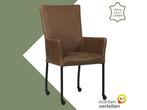 Leren eetkamerstoel Deal met armleuning - Vintage Brown, Huis en Inrichting, Stoelen, Bruin, Nieuw, Leer, Ophalen of Verzenden