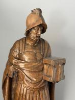 sculptuur, Sint-Adrianus met Leeuw - 56 cm - Eik