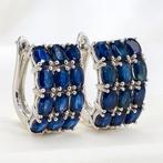 Zonder minimumprijs - Oorbellen Verguld Saffier - 18K goud, Handtassen en Accessoires, Oorbellen, Nieuw