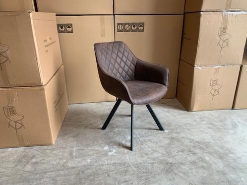 Veiling - Armstoel Paggy (set van 6) Stof - Bruin - Brown, Huis en Inrichting, Stoelen