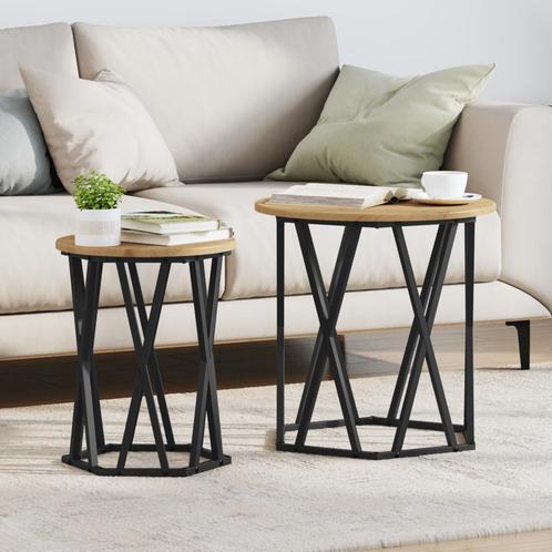 vidaXL Bijzettafels Set van 2 Artisan Eiken Hout, Huis en Inrichting, Tafels | Salontafels, Nieuw, Verzenden