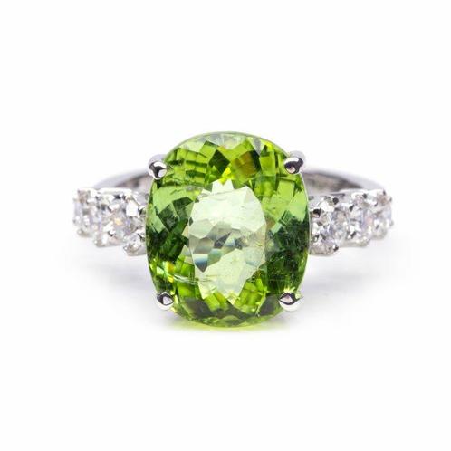 Ring - 18 karaat Witgoud Paraiba toermalijn - Diamant, Handtassen en Accessoires, Ringen