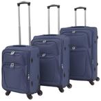 vidaXL Trolleyset marineblauw 3-delig, Handtassen en Accessoires, Koffers, Verzenden, Nieuw