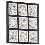 vidaXL Wandpaneel handgesneden 60x60x1,5 cm MDF zwart en wit