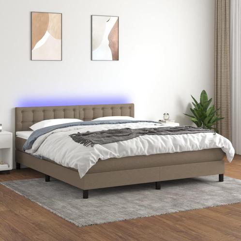 vidaXL Boxspring met matras en LED stof taupe 160x200 cm, Maison & Meubles, Chambre à coucher | Lits, Envoi