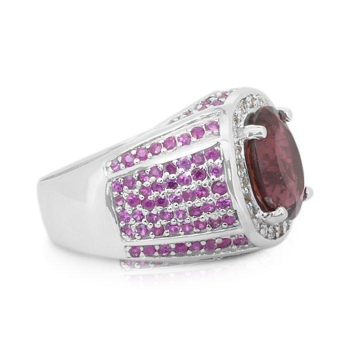 Ring - 14 karaat Witgoud - 7.40ct. tw. Toermalijn - Saffier, Handtassen en Accessoires, Ringen