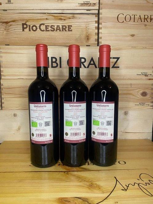 2021 Grattamacco - Bolgheri Superiore - 3 Flessen (0.75, Verzamelen, Wijnen
